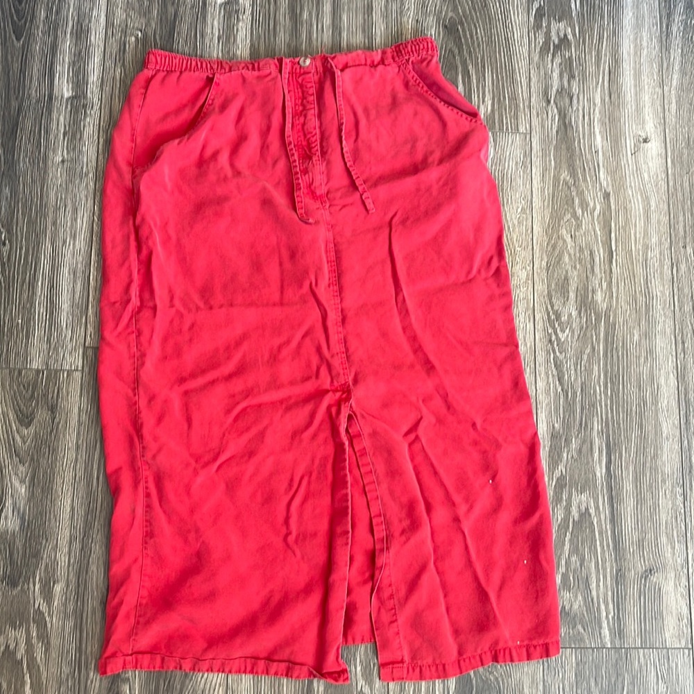 Vintage GIO’ANNA red maxi skirt with front slit size M